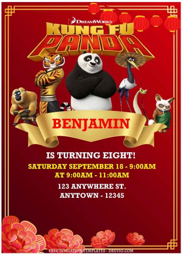 (Free Editable PDF) Furious Kung Fu Panda Birthday Invitation Templates ...