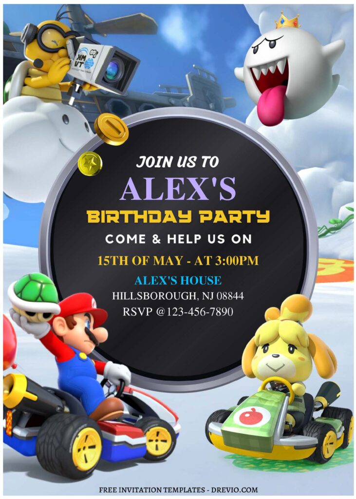 Invitation Template of (Free Editable PDF) Super Mario Kart Birthday Invitation Templates 1