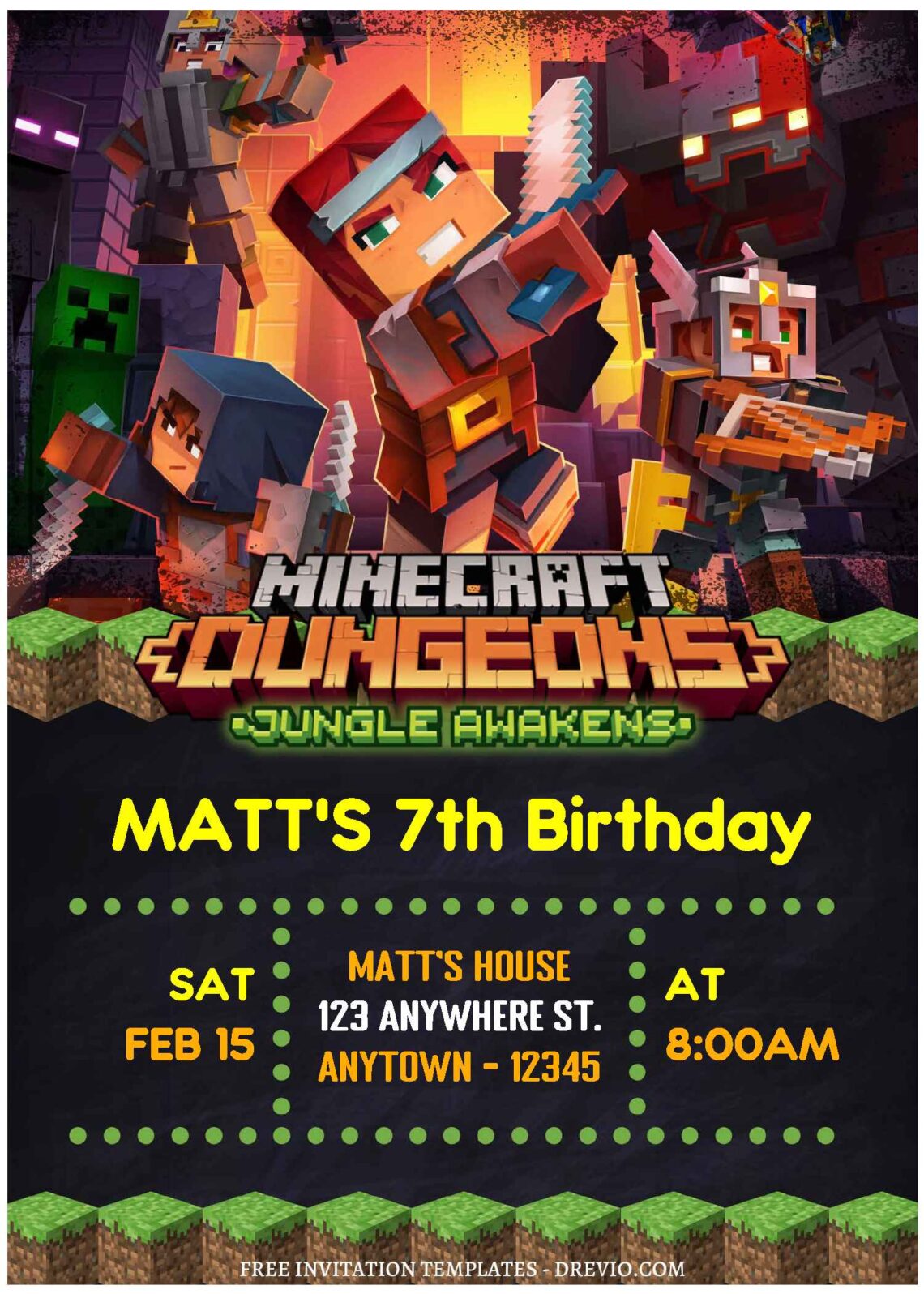 (Free Editable PDF) Minecraft Gamers Birthday Invitation Templates ...