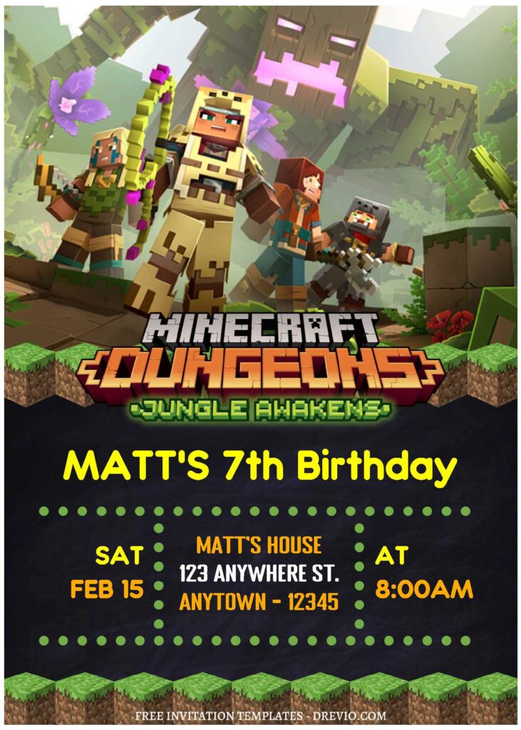 Invitation Template of (Free Editable PDF) Minecraft Gamers Birthday Invitation Templates 2