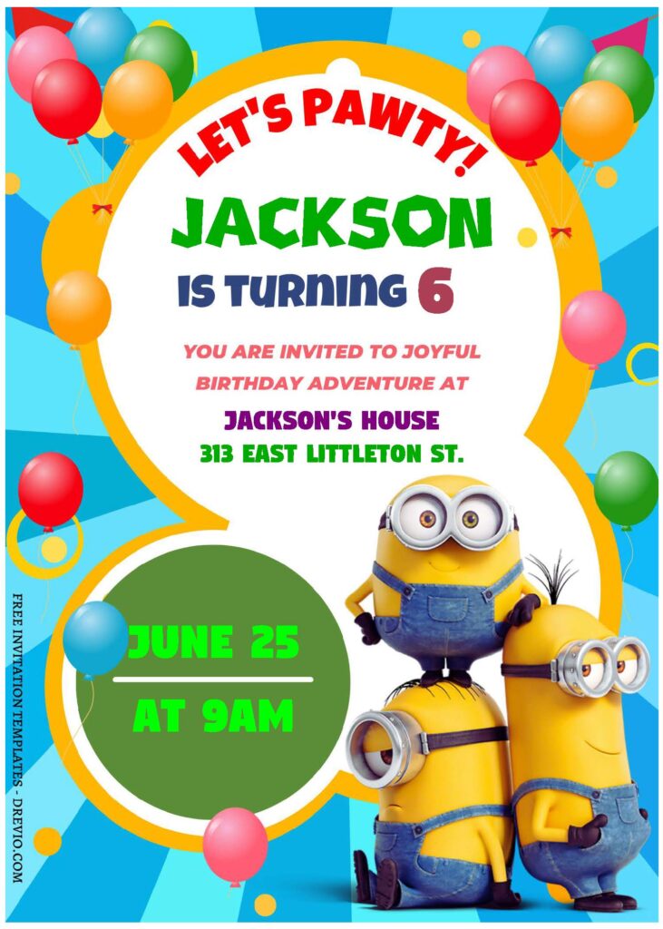 Invitation Template of (Free Editable PDF) Joyful Minions Birthday Invitation Templates 2