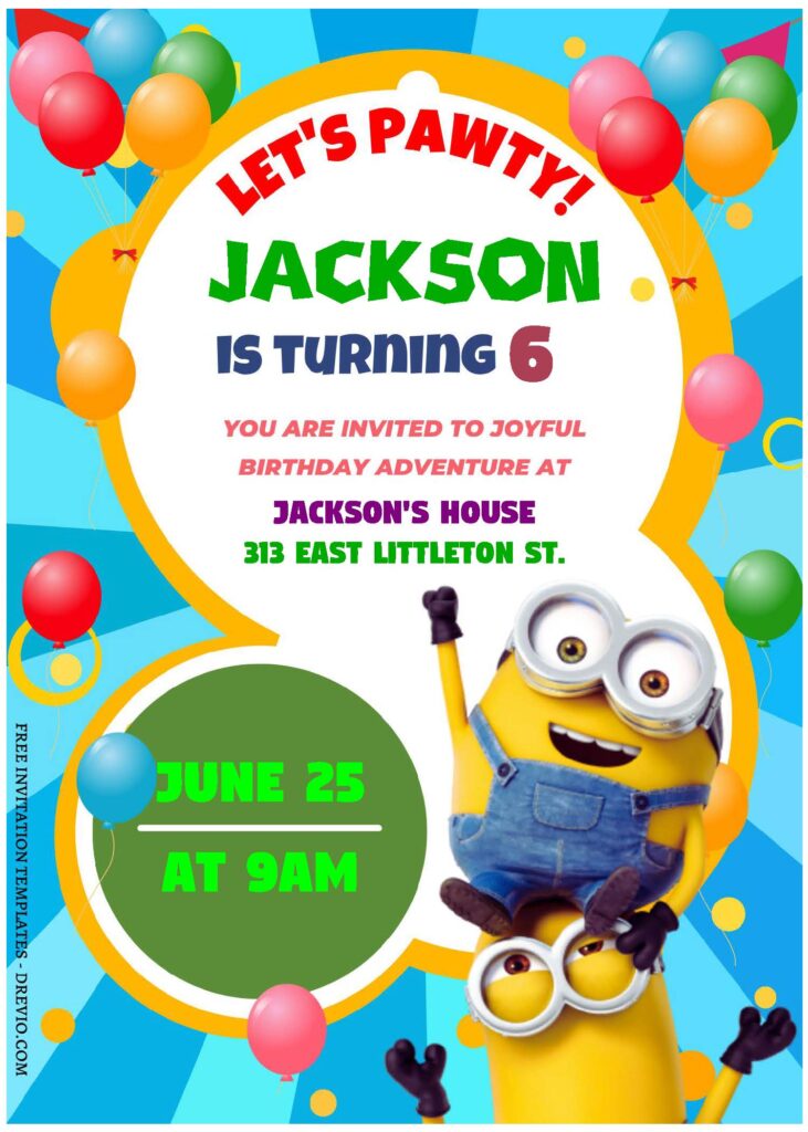 Invitation Template of (Free Editable PDF) Joyful Minions Birthday Invitation Templates 1