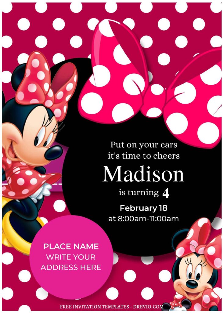 Invitation Template of (Free Editable PDF) Minnie Mouse Polka Dot Birthday Invitation Templates 1