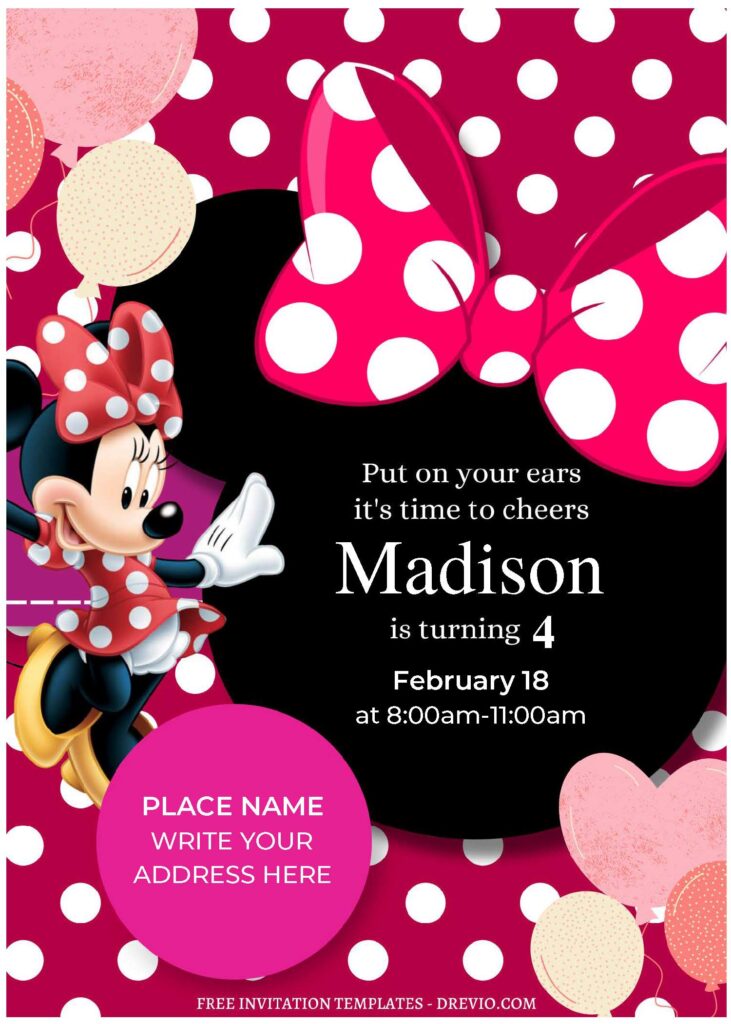 Invitation Template of (Free Editable PDF) Minnie Mouse Polka Dot Birthday Invitation Templates 2