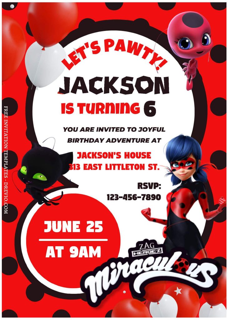 Invitation Template of (Free Editable PDF) Lady Bug & Cat Noir Birthday Invitation Templates 1