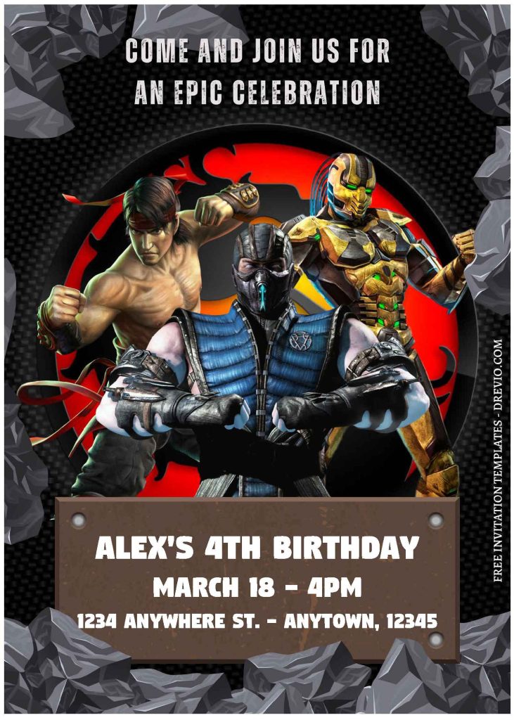 (Free Editable PDF) Mighty Mortal Kombat Birthday Invitation Templates C