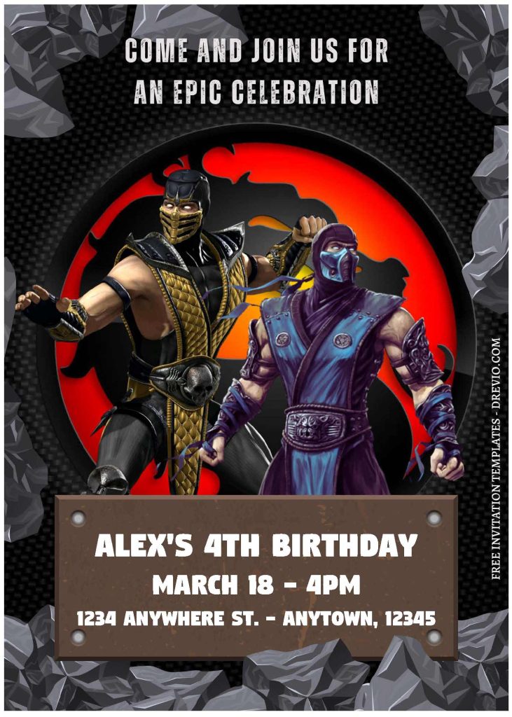 Invitation Template of (Free Editable PDF) Mighty Mortal Kombat Birthday Invitation Templates 1