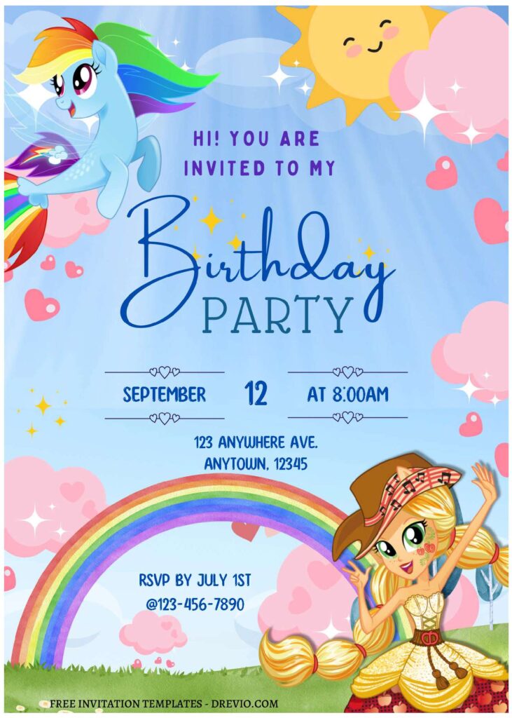 (Free Editable PDF) Magical Land My Little Pony Birthday Invitation Templates B