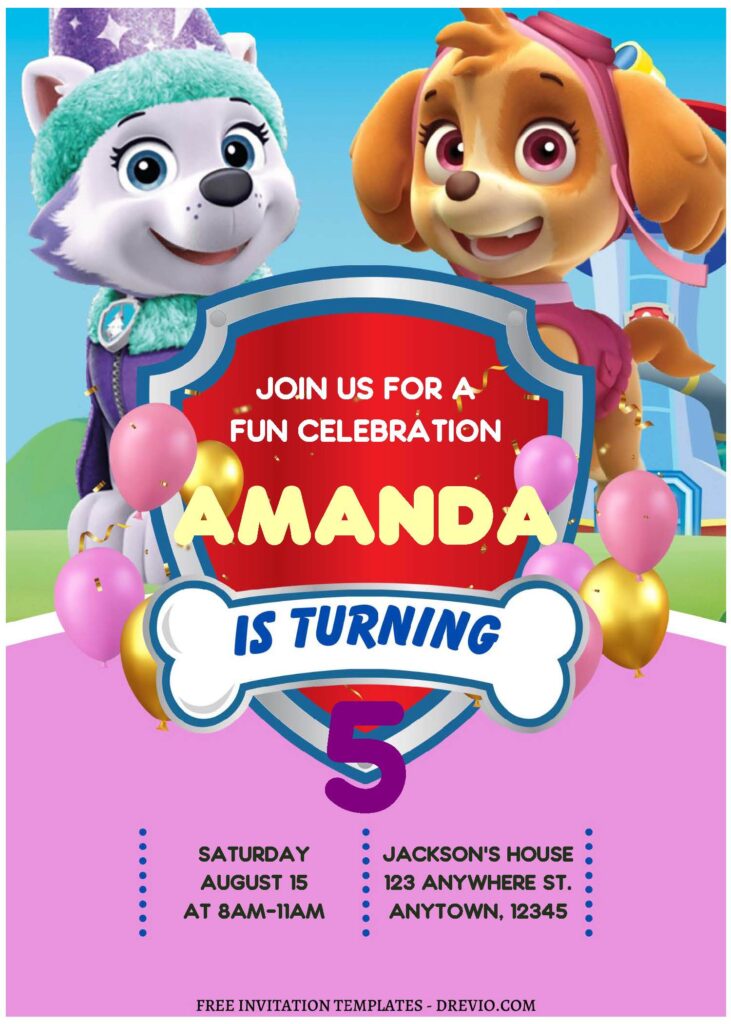 Invitation Template of (Free Editable PDF) PAW Patrol Pink Adventure Birthday Invitation Templates 1