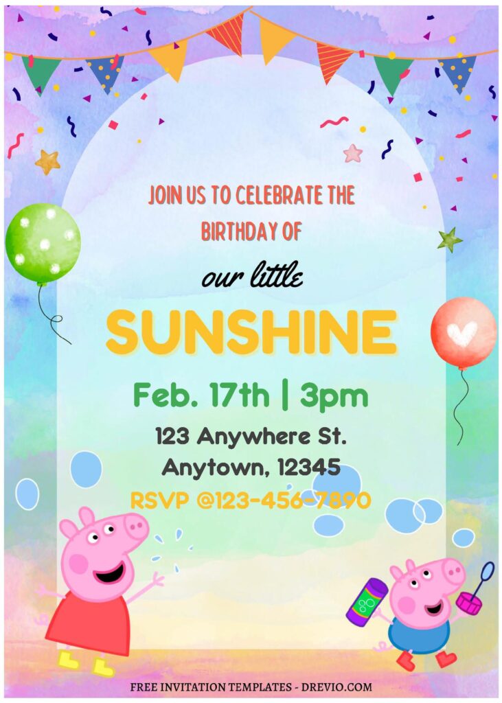 Invitation Template of (Free Editable PDF) Oink-Oink Hooray! Peppa Pig Birthday Invitation Templates 1