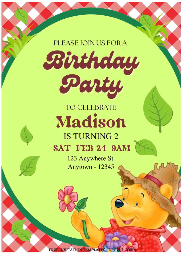 Invitation Template of (Free Editable PDF) Honey & Laughter Winnie The Pooh Birthday Invitation Templates 1