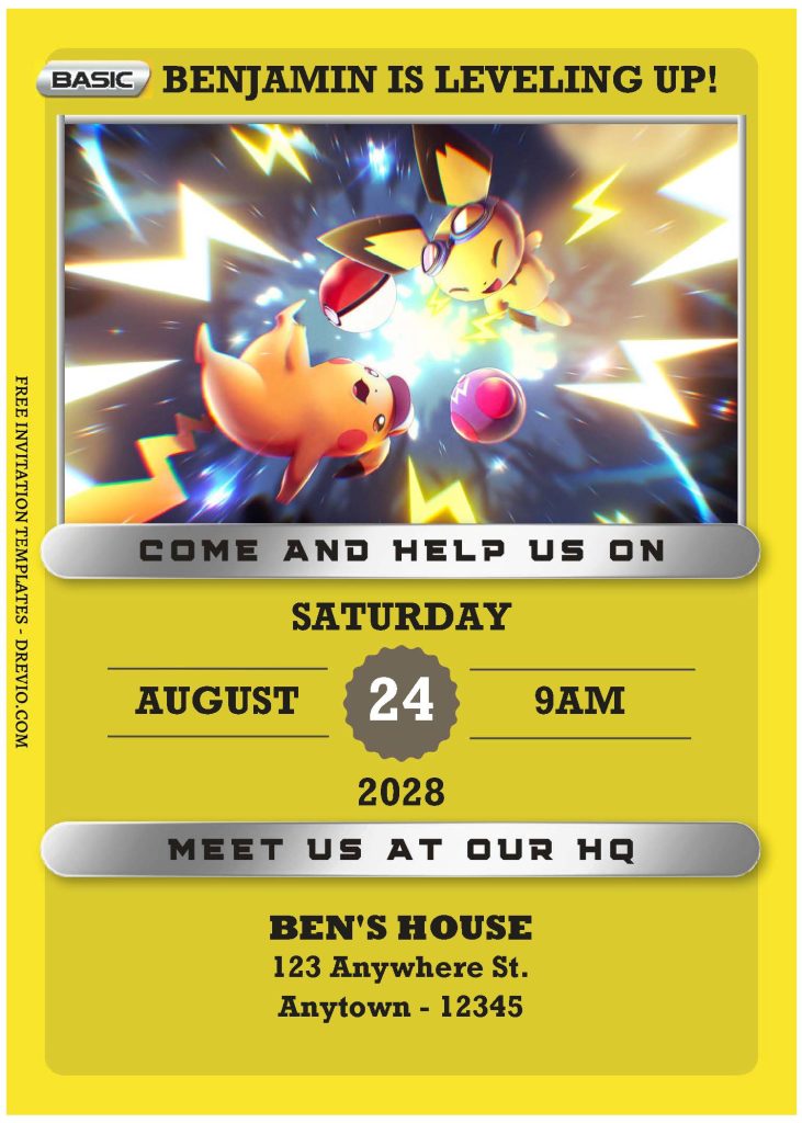 Invitation Template of (Free Editable PDF) Pokemon World Birthday Invitation Templates 1