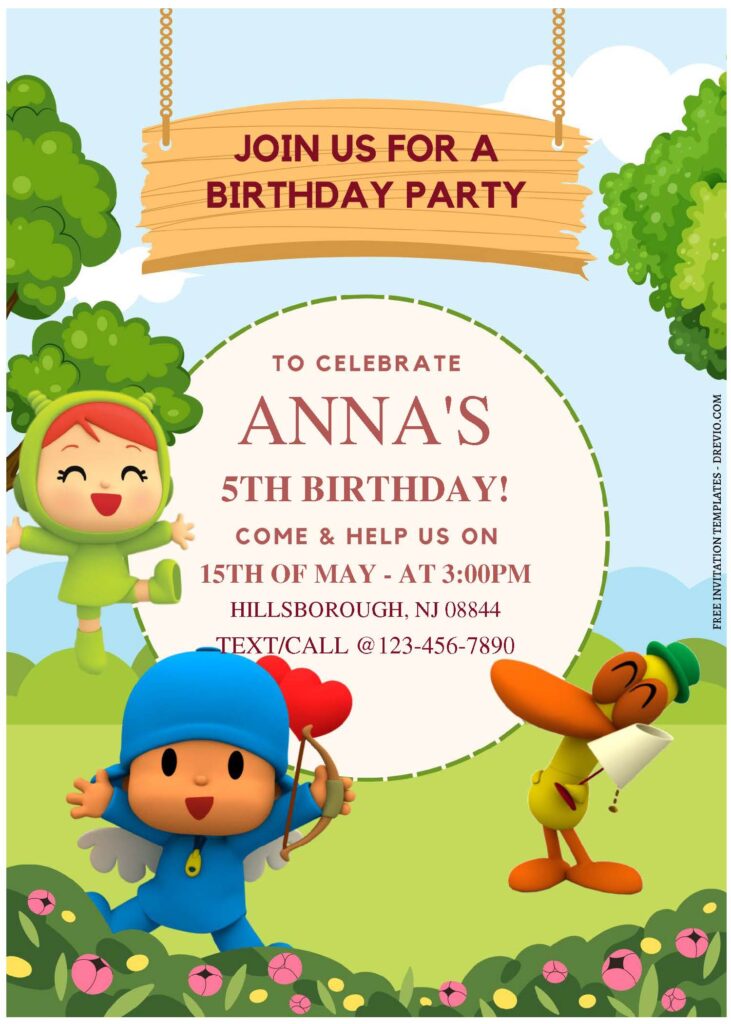 Invitation Template of (Free Editable PDF) Joyful Pocoyo Birthday Invitation Templates 2