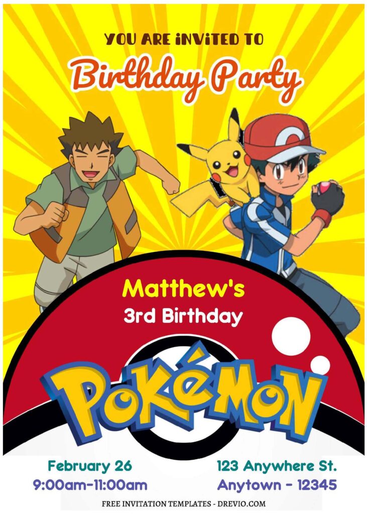 (Free Editable PDF) Get Ready To Evolve Pokemon Birthday Invitation Templates A