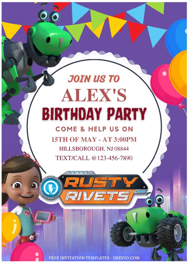 Invitation Template of (Free Editable PDF) Gear Up Rusty Rivets Birthday Invitation Templates 1