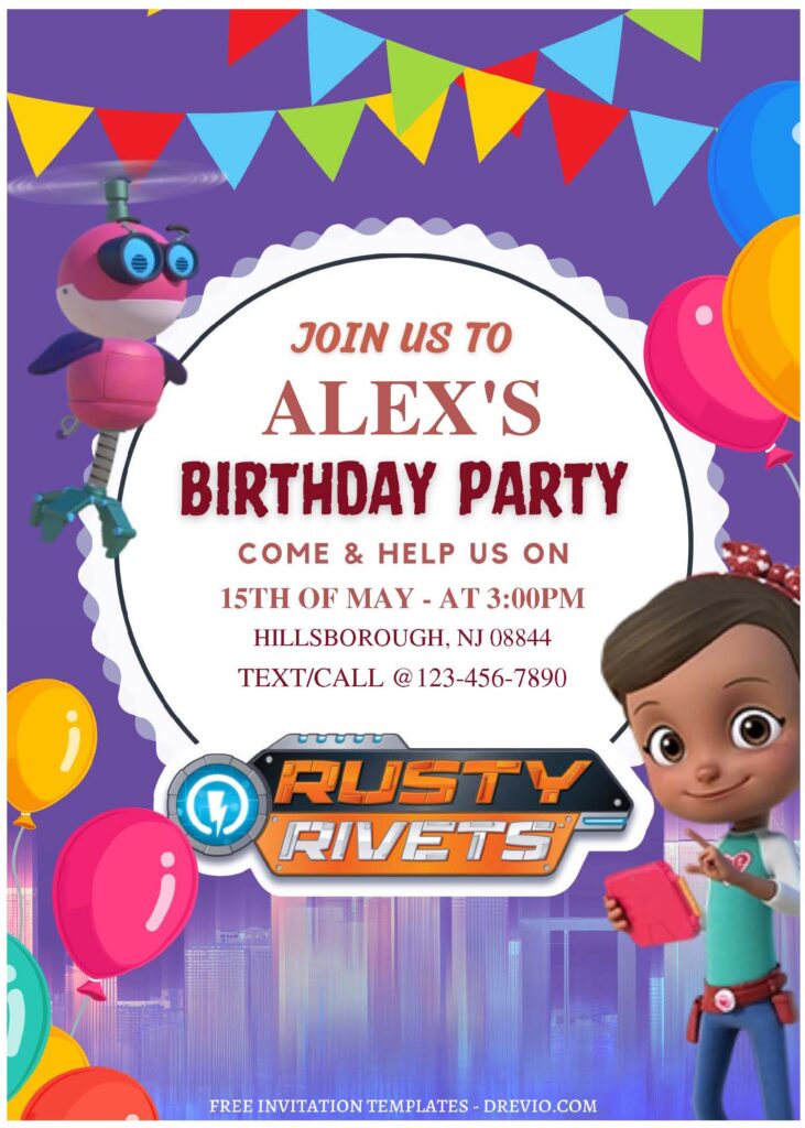 Invitation Template of (Free Editable PDF) Gear Up Rusty Rivets Birthday Invitation Templates 2