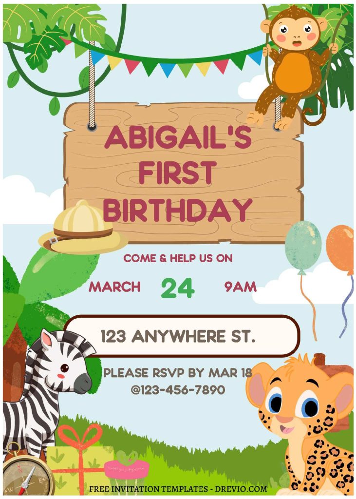 Invitation Template of (Free Editable PDF) Playful Jungle Birthday Bash Invitation Templates 1