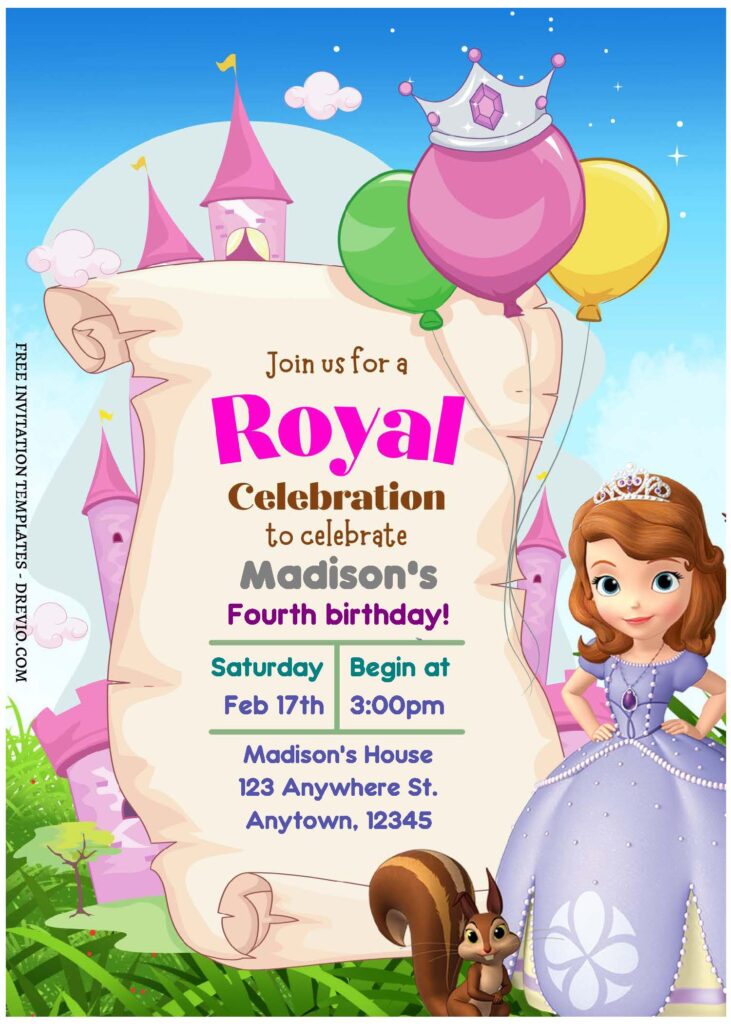 Invitation Template of (Free Editable PDF) Magical Awaits Sofia The First Birthday Invitation Templates 2