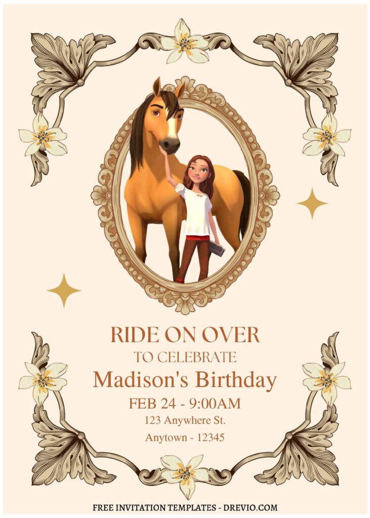 (Free Editable PDF) Happy Trail Spirit Riding Birthday Invitation Templates B