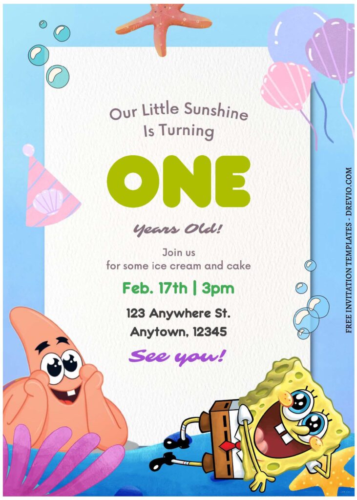 Invitation Template of (Free Editable PDF) Bubbly Birthday Blast SpongeBob Birthday Invitation Templates 1