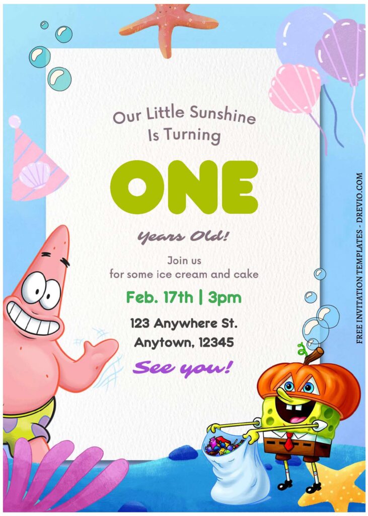 Invitation Template of (Free Editable PDF) Bubbly Birthday Blast SpongeBob Birthday Invitation Templates 2