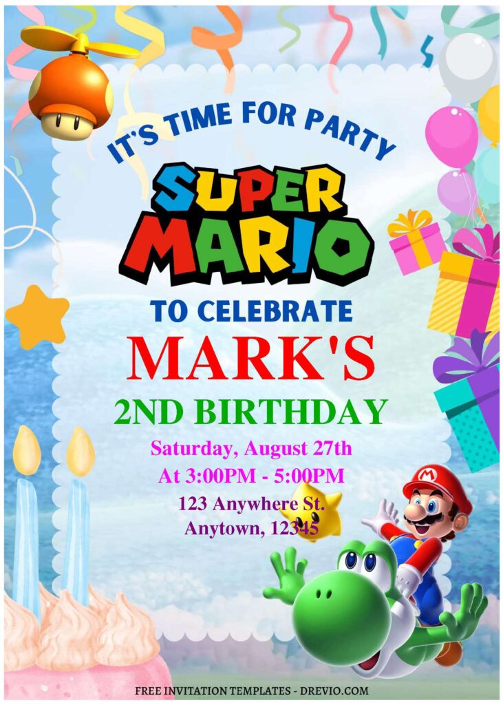 Invitation Template of (Free Editable PDF) Super Mario Bros Wonder Birthday Invitation Templates 3