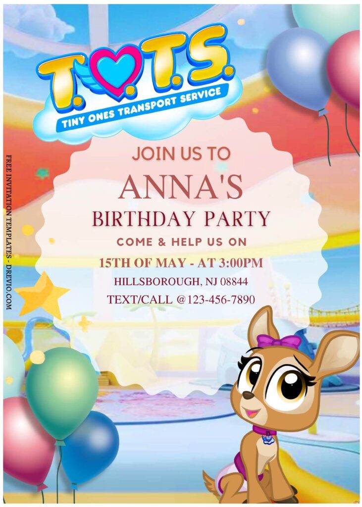 (Free Editable PDF) Rollin' Into Fun Tiny Ones Transport Service Birthday Invitation Templates A