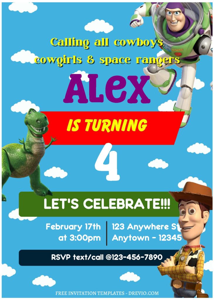 Invitation Template of (Free Editable PDF) Party Time With Toy Story Birthday Invitation Templates 1