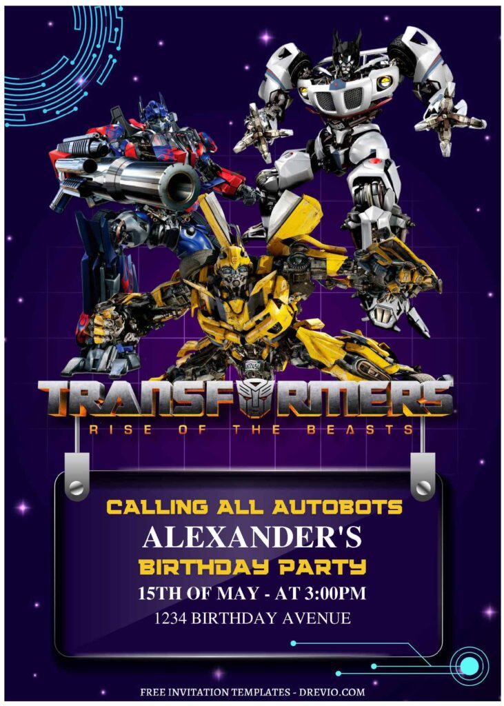 Invitation Template of (Free Editable PDF) Rev Up The Party Transformers Birthday Invitation Templates 1