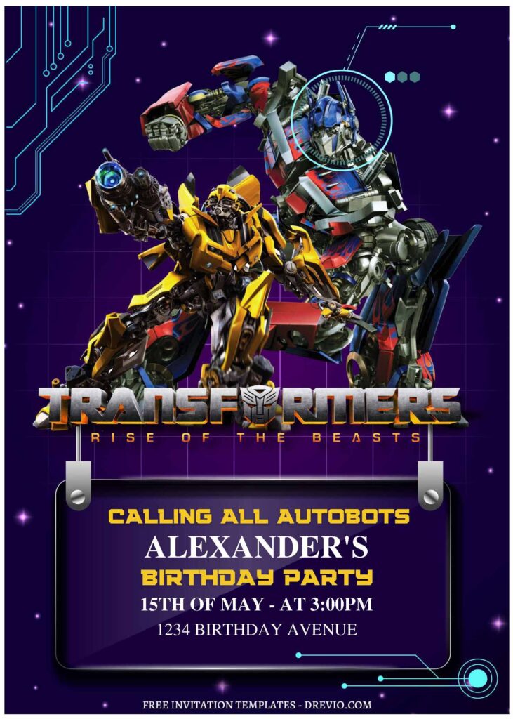 Invitation Template of (Free Editable PDF) Rev Up The Party Transformers Birthday Invitation Templates 2