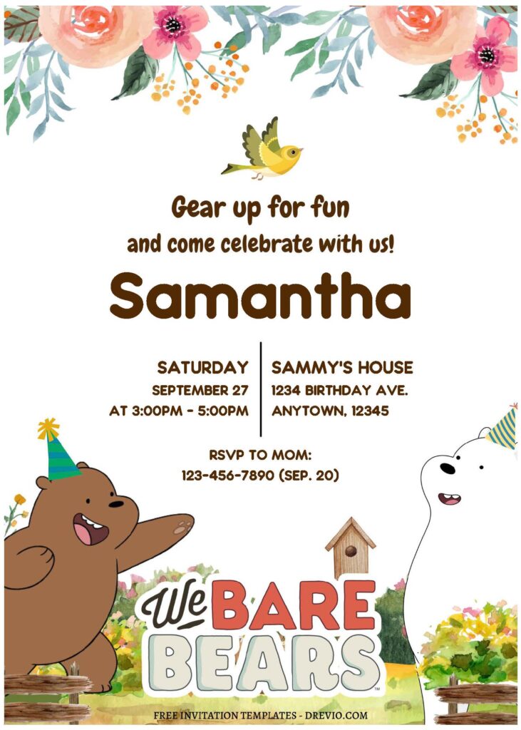 Invitation Template of (Free Editable PDF) Adorable We Bare Bears Birthday Invitation Templates 1