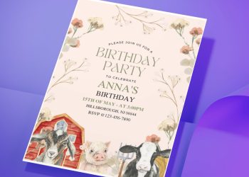 (Free Editable PDF) Barnyard Farm Kids Birthday Invitation Templates