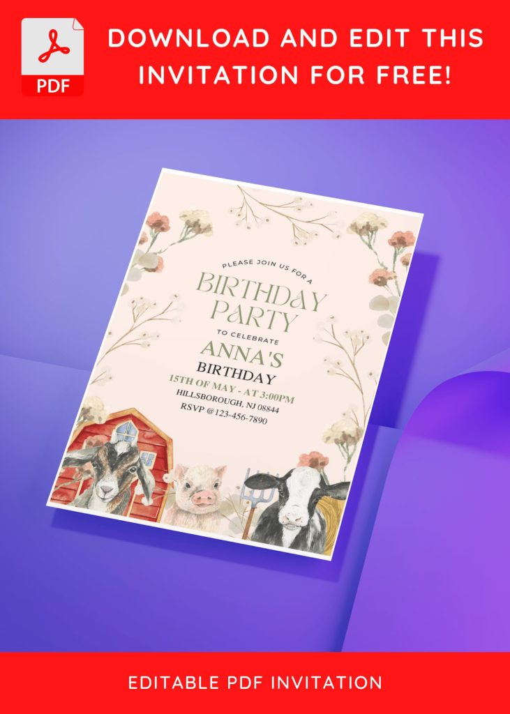 Invitation Template of (Free Editable PDF) Barnyard Farm Kids Birthday Invitation Templates 10