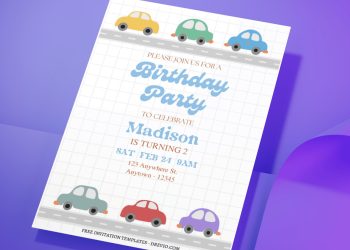 (Free Editable PDF) Cute Transportation Car Birthday Invitation Templates