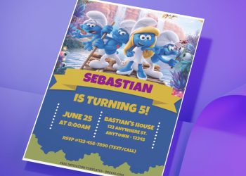 (Free Editable PDF) Smurfs Village Birthday Invitation Templates