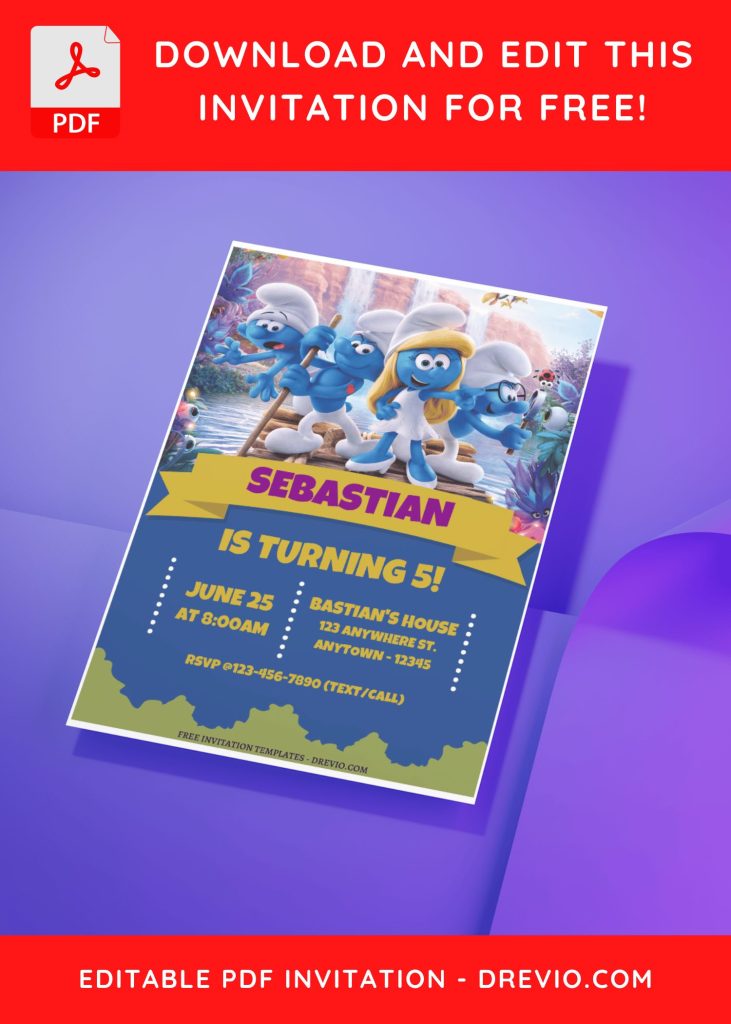 Invitation Template of (Free Editable PDF) Smurfs Village Birthday Invitation Templates 10