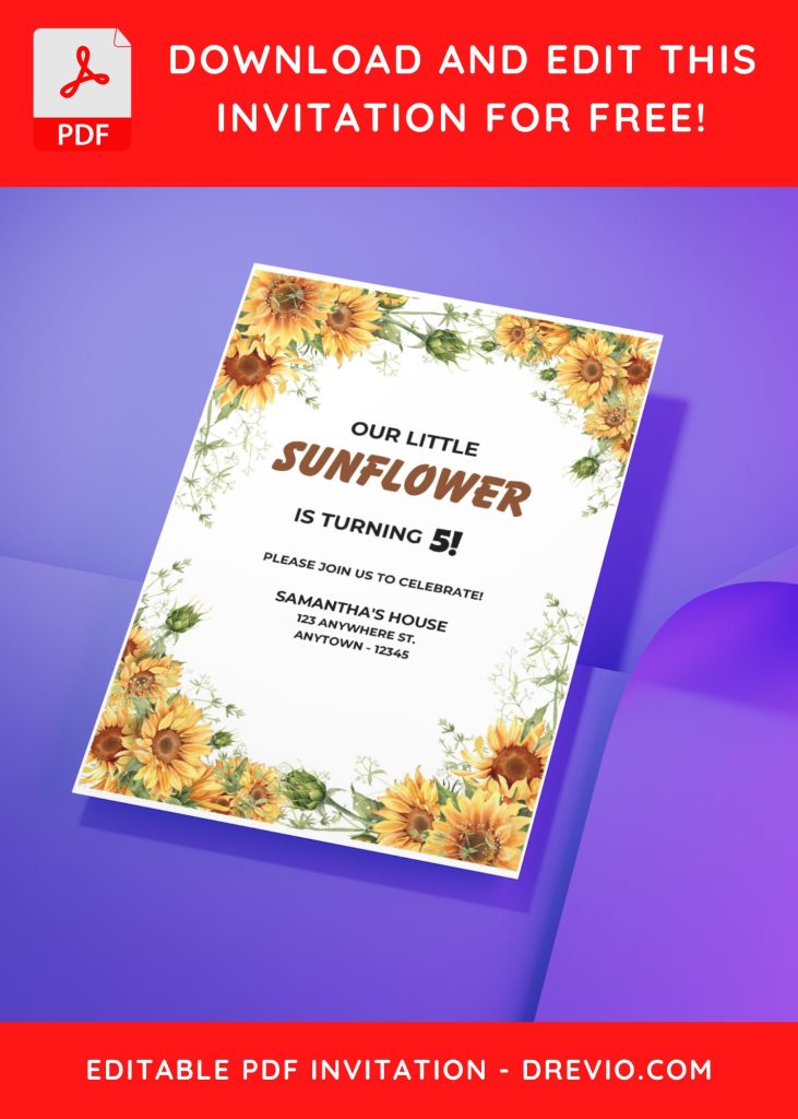 Invitation Template of (Free Editable PDF) Sunflower Sunshine Birthday Invitation Templates 9