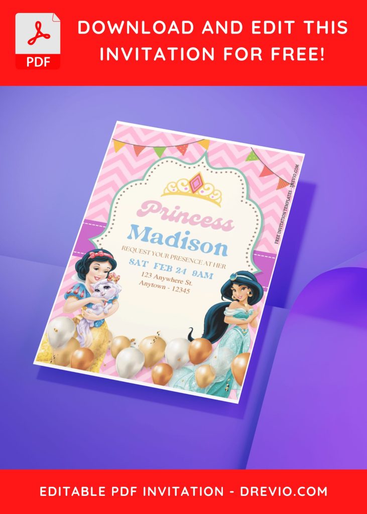 Invitation Template of (Free Editable PDF) Gorgeous Disney Princess Birthday Invitation Templates 10