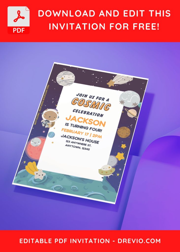 Invitation Template of (Free Editable PDF) Cosmic Birthday Bash Invitation Templates For Any Ages 10