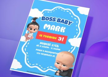 (Free Editable PDF) Party Time Boss Baby Birthday Invitation Templates J