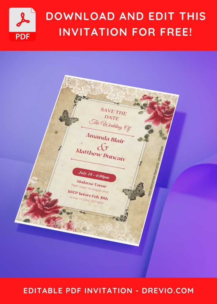 Invitation Template of (Free Editable PDF) Victorian Vows Wedding Invitation Templates 10