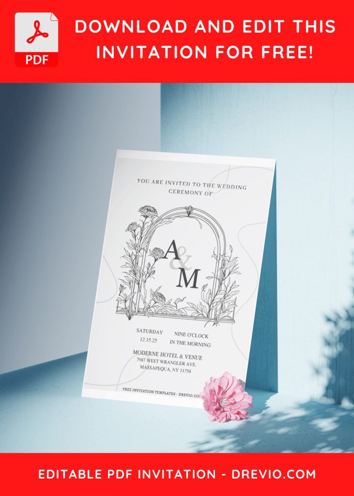 Invitation Template of (Free Editable PDF) Blooms And Letters Wedding Invitation Templates 10