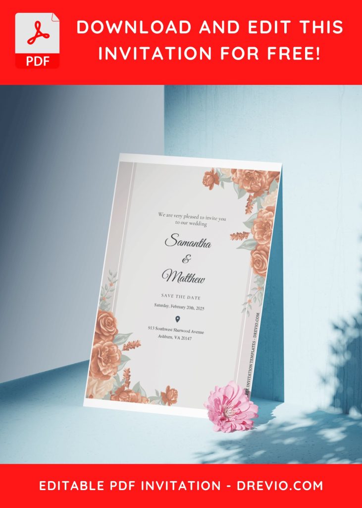 Invitation Template of (Free Editable PDF) Purely Romantic Flower Wedding Invitation Templates 10