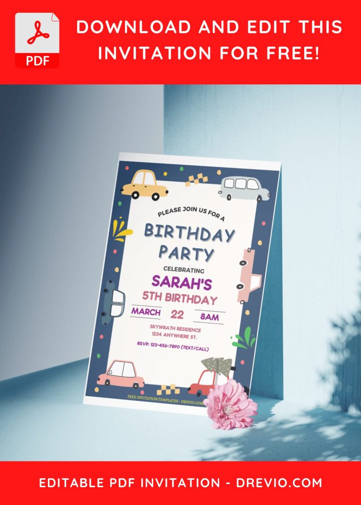 Invitation Template of (Free Editable PDF) Cartoon Cars Birthday Invitation Templates 10