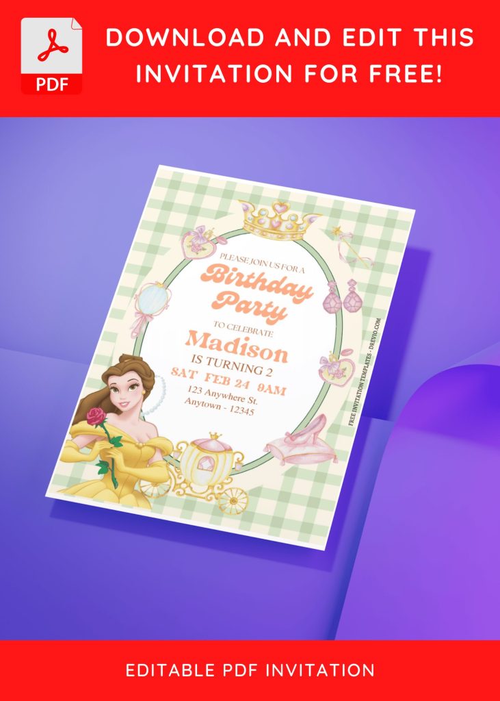 Invitation Template of (Free Editable PDF) Enchanted Princess Belle Birthday Invitation Templates 10