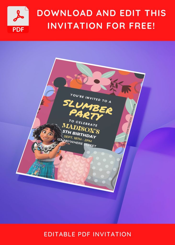 Invitation Template of (Free Editable PDF) Disney Encanto Slumber Birthday Party Invitation Templates 5