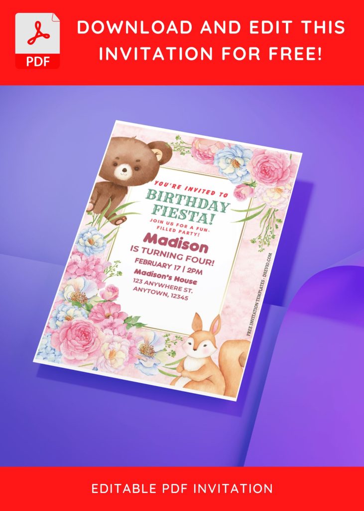 Invitation Template of (Free Editable PDF) Enchanting Woodland Animals Birthday Invitation Templates 5