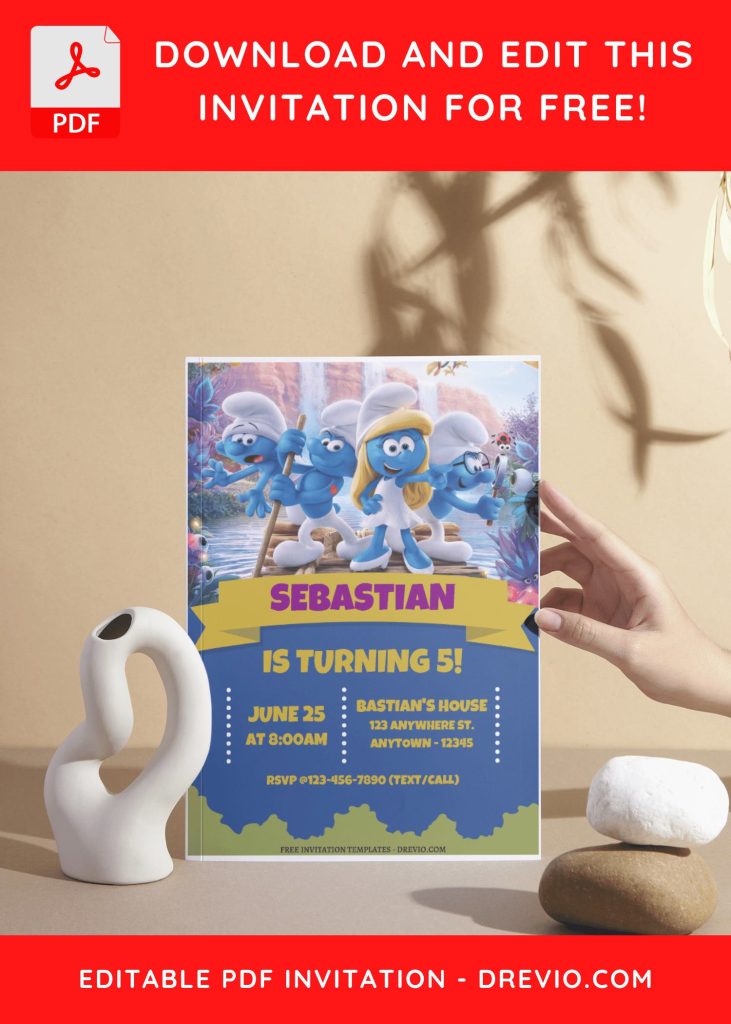 Invitation Template of (Free Editable PDF) Smurfs Village Birthday Invitation Templates 9