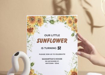 (Free Editable PDF) Sunflower Sunshine Birthday Invitation Templates