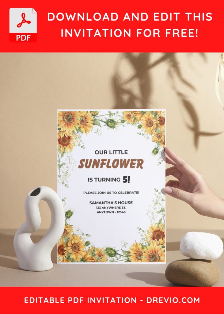 Invitation Template of (Free Editable PDF) Sunflower Sunshine Birthday Invitation Templates 8